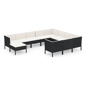 Afuera Living 11 Piece Poly Rattan Garden Lounge Set in Black