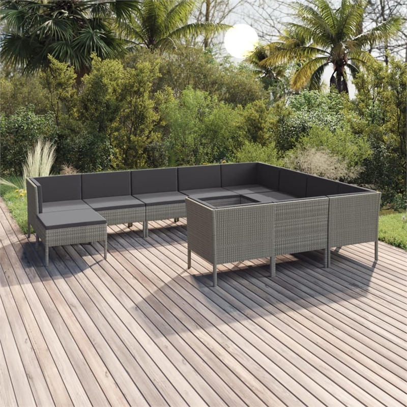 Afuera Living Contemporary 11 Piece Steel Garden Lounge Set in Gray