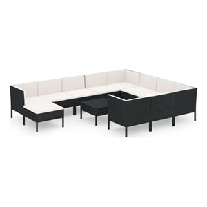 Afuera Living 12 Piece Steel Garden Lounge Set in Black/Cream