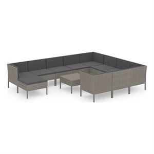 Afuera Living Contemporary 12 Piece Garden Lounge Set in Gray