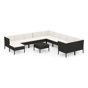 Afuera Living 12 Piece Steel Garden Lounge Set in Black/Cream