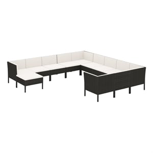 Afuera Living 12 Piece Steel Garden Lounge Set in Black/Cream