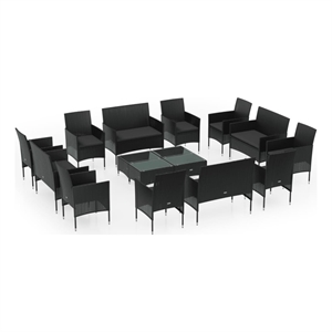 Afuera Living Contemporary Steel Large Garden Lounge Set in Black