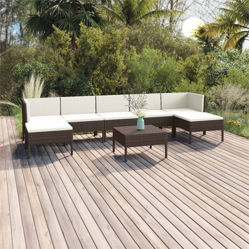 Afuera Living Contemporary 8 Piece Garden Lounge Set in Brown/Cream
