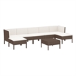 Afuera Living Contemporary 8 Piece Garden Lounge Set in Brown/Cream