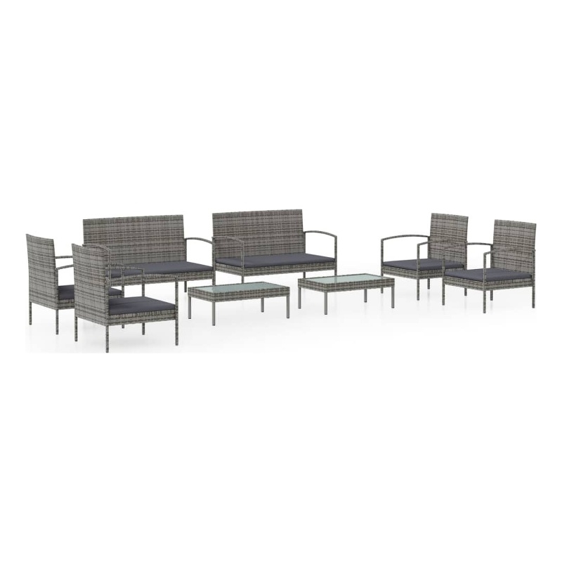 Afuera Living Contemporary 8 Piece Garden Lounge Set in Gray