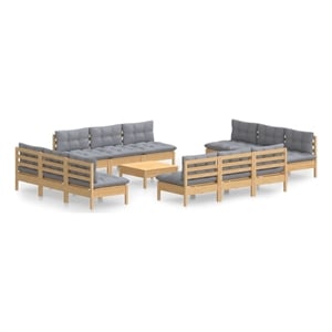 Afuera Living 13 Piece Wood Small Garden Lounge Set in Gray/Natural
