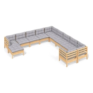 Afuera Living 11 Piece Wood Medium Garden Lounge Set in Gray