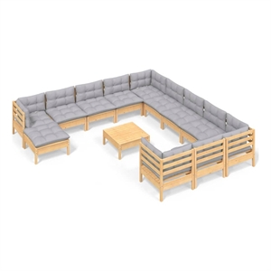 Afuera Living 13 Piece Wood Garden Lounge Set in Gray/Natural