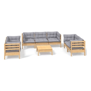 Afuera Living Contemporary 8 Piece Wood Garden Lounge Set in Gray
