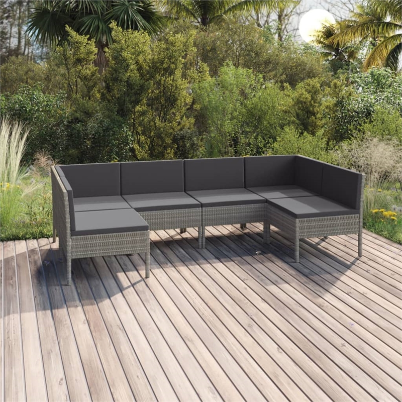 Afuera Living 6 Piece Steel Garden Lounge Set in Gray/Anthracite