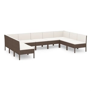 Afuera Living 9 Piece Steel Garden Lounge Set in Brown/Cream