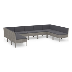 Afuera Living 9 Piece Poly Rattan Garden Lounge Set in Gray/Anthracite