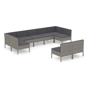 Afuera Living Contemporary 9 Piece Steel Garden Lounge Set in Gray