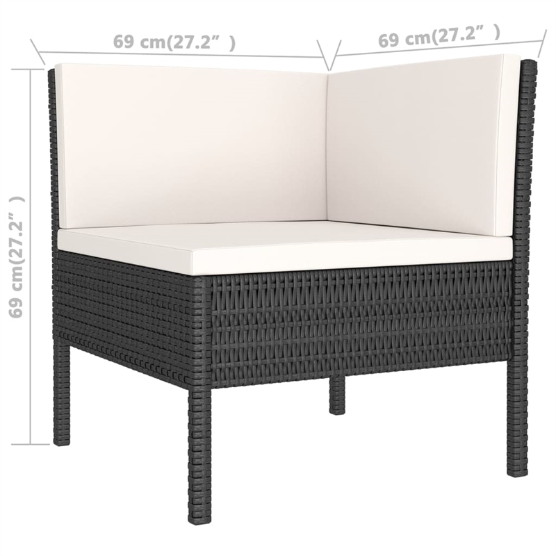Afuera Living 12 Piece Poly Rattan Garden Lounge Set in Black/Cream