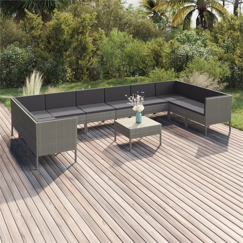 Afuera Living Contemporary 11 Piece Steel Garden Lounge Set in Gray