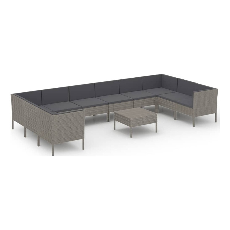 Afuera Living Contemporary 11 Piece Steel Garden Lounge Set in Gray