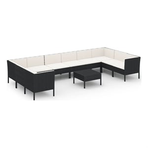 Afuera Living Contemporary 11 Piece Steel Garden Lounge Set in Black