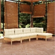Afuera Living Contemporary 5 Piece Wood Small Garden Lounge Set in Cream