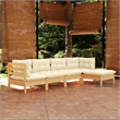 Afuera Living Contemporary Durable Wood Garden Lounge Set in Cream