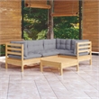 Afuera Living Contemporary 5 Piece Wood Small Garden Lounge Set in Gray