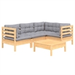 Afuera Living Contemporary 5 Piece Wood Small Garden Lounge Set in Gray
