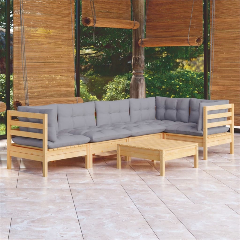 Afuera Living Contemporary Durable Wood Garden Lounge Set in Gray