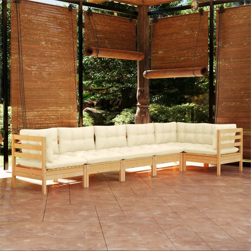 Afuera Living Contemporary 6 Piece Garden Lounge Set in Cream