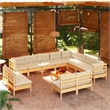 Afuera Living Contemporary Wood Medium Garden Lounge Set in Cream
