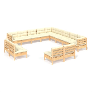 Afuera Living Contemporary 13 Piece Wood Garden Lounge Set in Cream