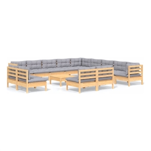 Afuera Living 14 Piece Wood Standard Garden Lounge Set in Gray