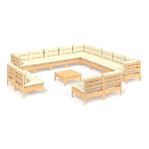 Afuera Living 14 Piece Wood Medium Garden Lounge Set in Cream