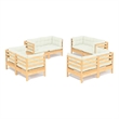 Afuera Living Contemporary 8 Piece Wood Garden Lounge Set in Cream