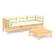 Afuera Living Contemporary Durable Wood Garden Lounge Set in Cream