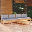 Afuera Living Contemporary 5 Piece Wood Large Garden Lounge Set in Gray