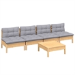 Afuera Living Contemporary 5 Piece Wood Large Garden Lounge Set in Gray