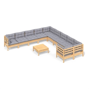 Afuera Living Contemporary 11 Piece Wood Garden Lounge Set in Gray