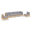 Afuera Living Contemporary 6 Piece Wood Small Garden Lounge Set in Gray