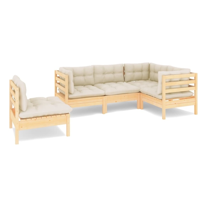 Afuera Living Contemporary 5 Piece Garden Lounge Set in Cream/Natural
