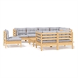 Afuera Living 9 Piece Wood Garden Lounge Set in Gray/Natural