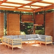 Afuera Living 9 Piece Wood Garden Lounge Set in Gray/Natural