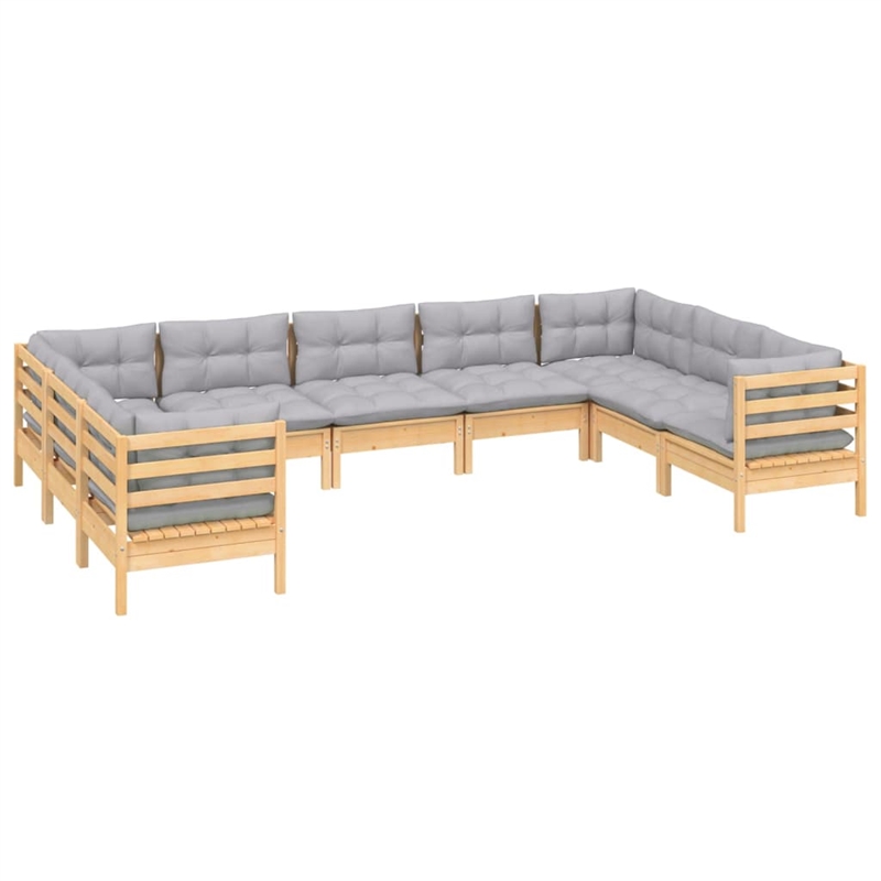 Afuera Living 9 Piece Wood Garden Lounge Set in Gray/Natural