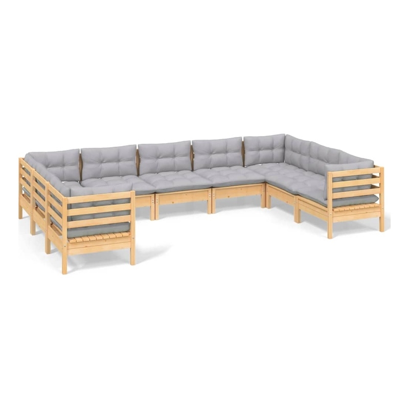 Afuera Living 9 Piece Wood Garden Lounge Set in Gray/Natural