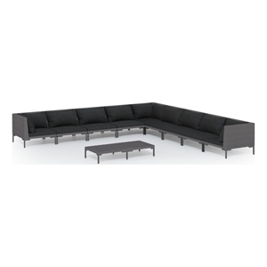 Afuera Living Contemporary 10 Piece Steel Garden Lounge Set in Gray