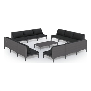 Afuera Living 13 Piece Poly Rattan Garden Lounge Set in Gray