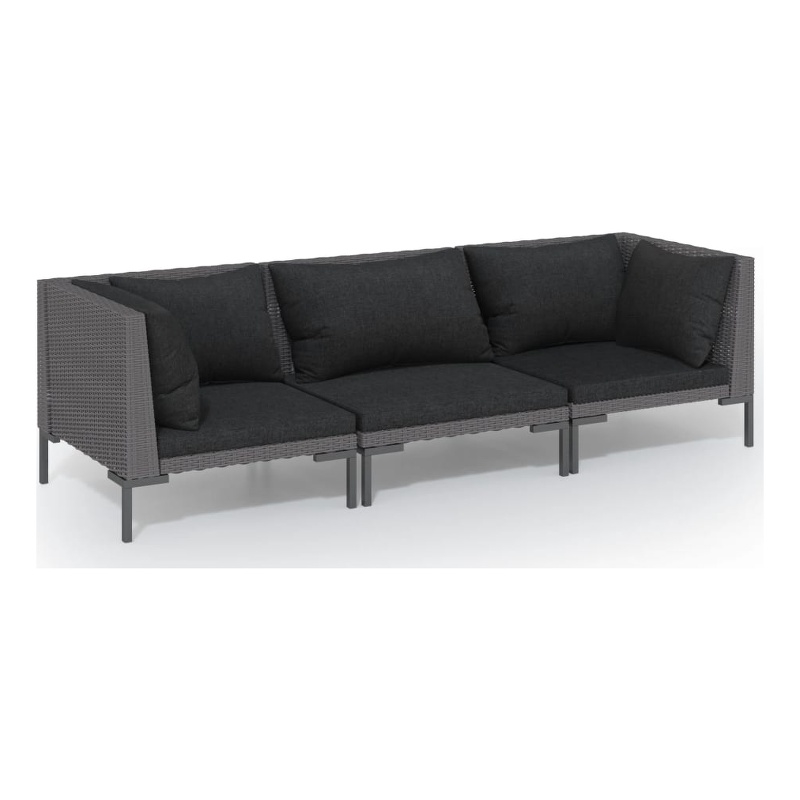 Afuera Living Contemporary 3 Piece Steel Garden Lounge Set in Gray