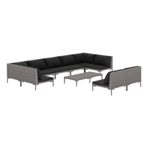 Afuera Living 10 Piece Poly Rattan Garden Lounge Set in Gray