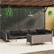 Afuera Living Contemporary 9 Piece Poly Rattan Garden Lounge Set in Gray