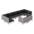 Afuera Living Contemporary 9 Piece Poly Rattan Garden Lounge Set in Gray