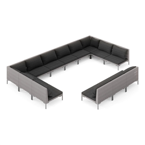 Afuera Living 13 Piece Steel Garden Lounge Set in Black/Gray